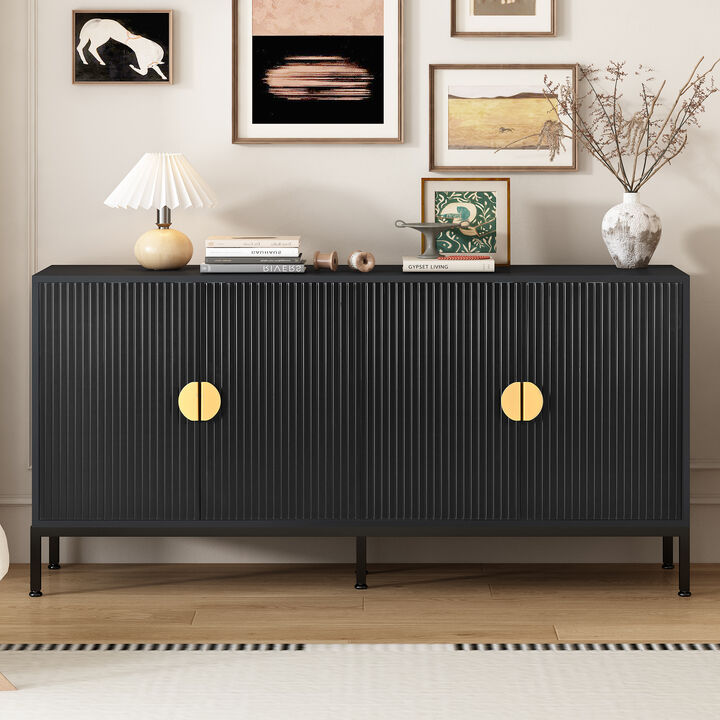 Merax Vertical-Striped Four-Door Sideboard