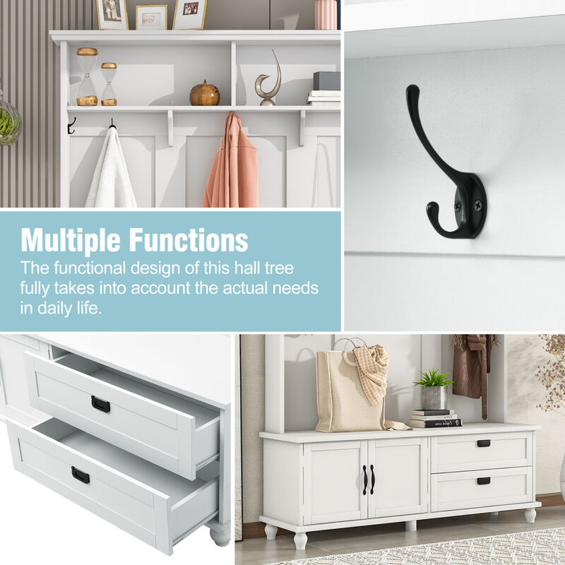 Modern Hall Tree with Storage and Mudroom Bench