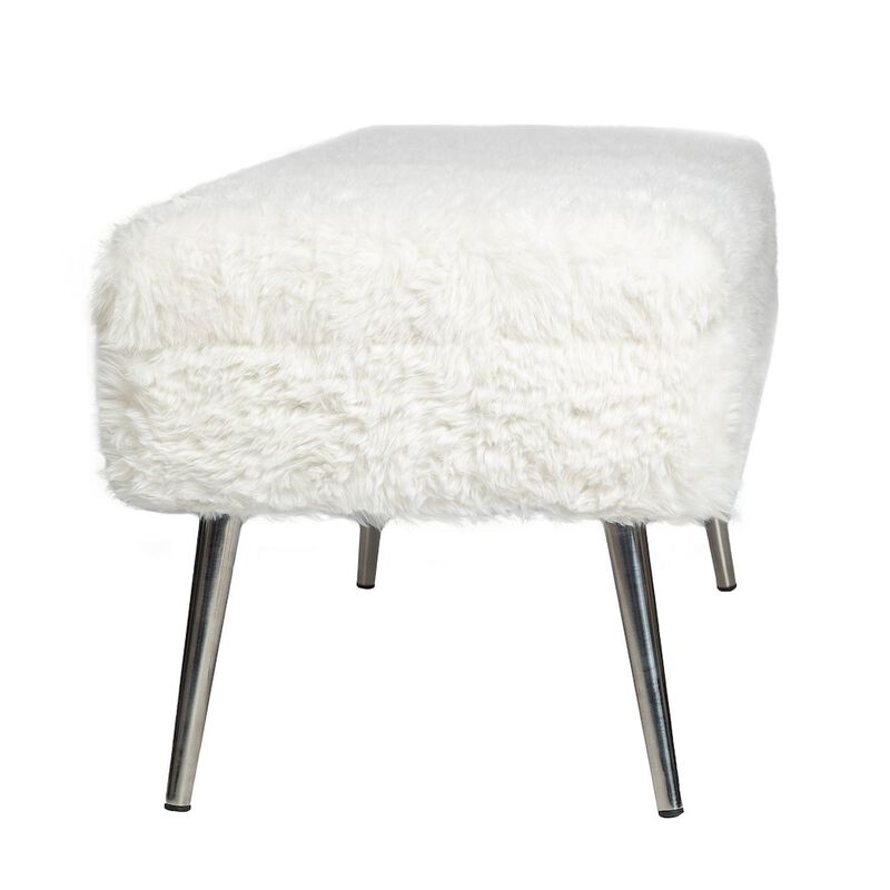 Jofran Huggy Luxury Plush Faux Fur Upholstered Storage Bench