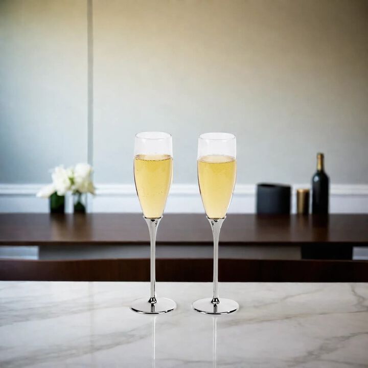 Gold Ring Toasting Flutes Set