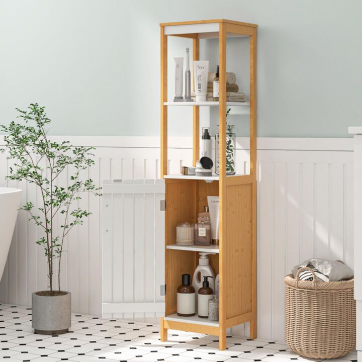 Hivvago Bathroom Floor Cabinet with Door Shelves Adjustable Shelf