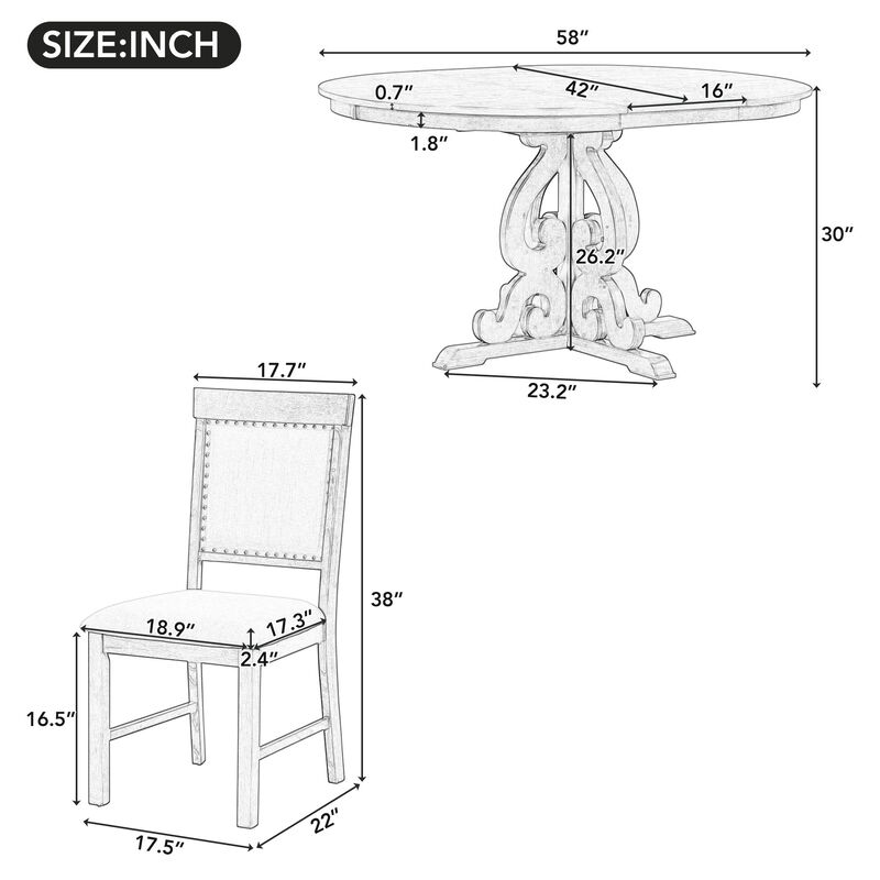 Merax 5-Piece Extendable Table Retro Dining Set