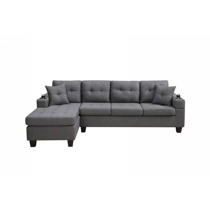 Mega Sectional Sofa Left With Footrest, Convertible Corner Sofa With Armrest Storage, Section