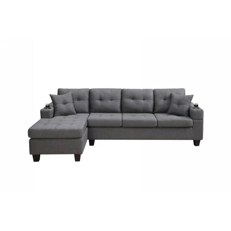 Mega Sectional Sofa Left With Footrest, Convertible Corner Sofa With Armrest Storage, Section