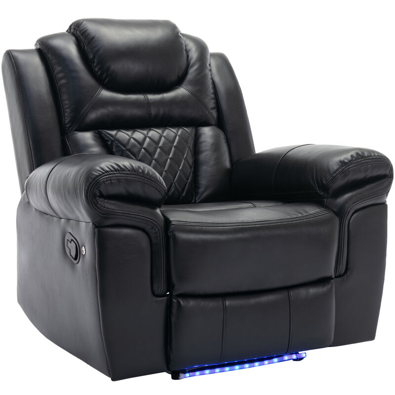 Home Theater Seating Manual Recliner Chair With LED Light Strip For Living Room, Bedroom