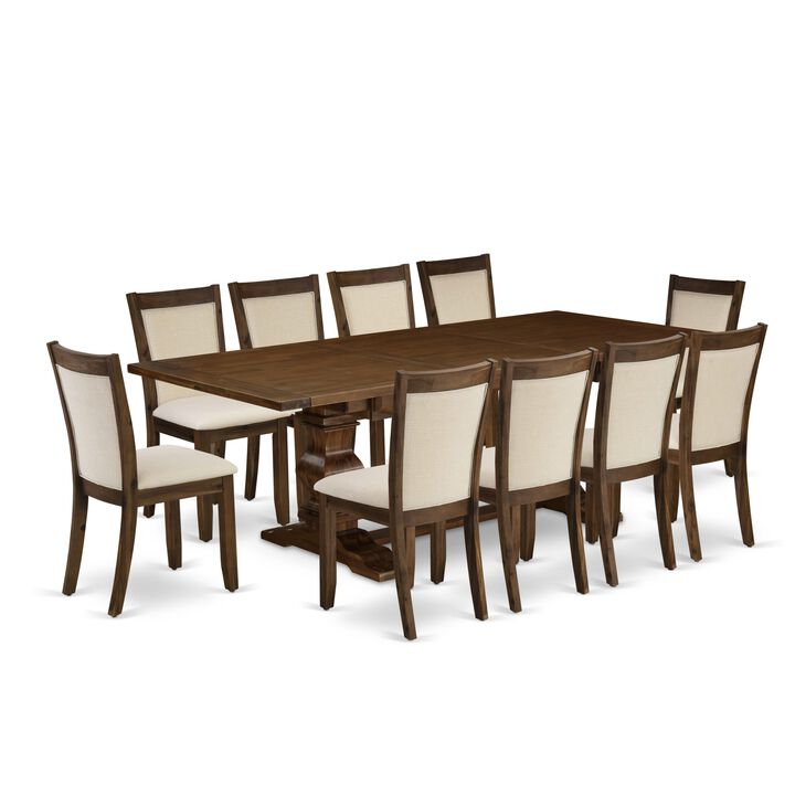 East West Furniture East West Furniture I3MZ7-NN-32 7-Piece Dining Set - A Gorgeous Kitchen Table and 6 Attractive Light Beige Linen Fabric Wood Dining Chairs with Stylish High Back (Sand Blasting Antique Walnut Finish)