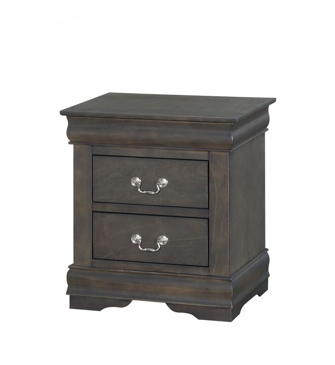 Hivvago Dark Gray Wooden 2 Drawer Nightstand