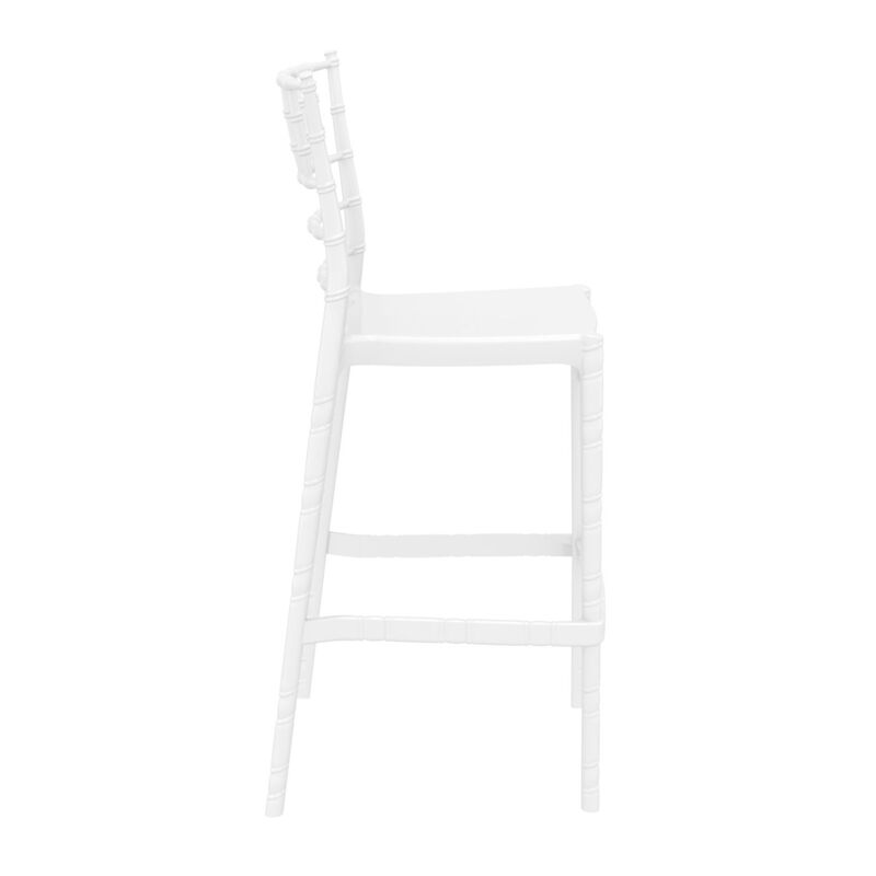 44.5" White Glossy Outdoor Patio Bar Stool