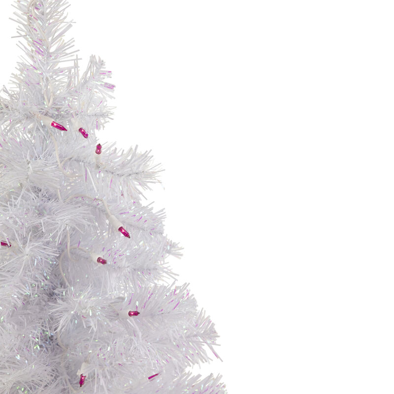 2' Pre-lit Rockport White Pine Artificial Christmas Tree  Pink Lights