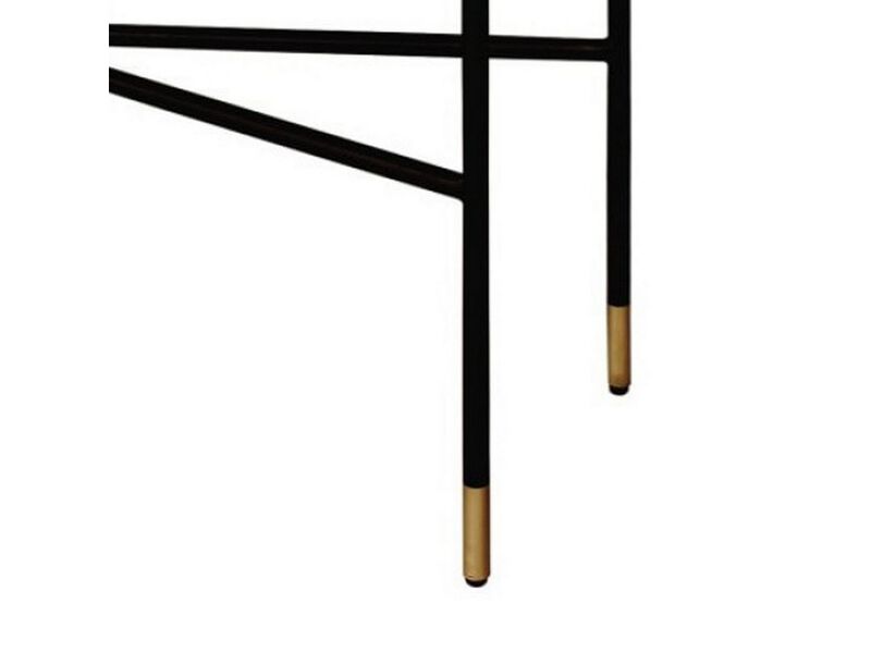 Rectangular Console Table with Concrete Top and  Metal Base, Gray and Black - Benzara