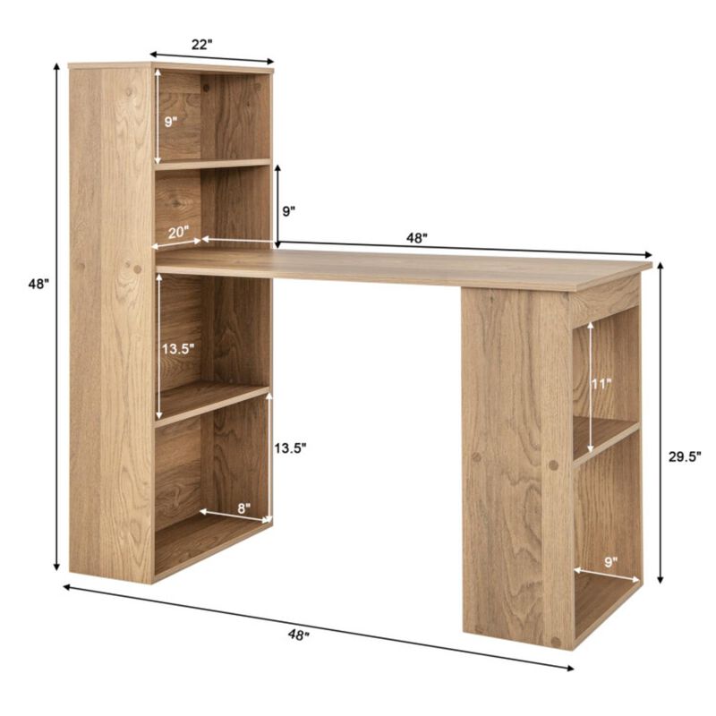 Hivvago Computer Desk Writing Workstation Office with 6-Tier Storage Shelves