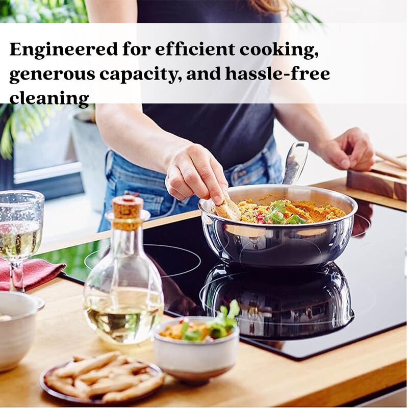 Alva Maestro 5-Ply Stainless Steel Saucier Pan 1.6 Qt. Lasered Measurement, Scratch Resistant Pot with Stay Cool Handle, Non Toxic, Compatible with All Stovetops, Oven Safe & Induction Safe