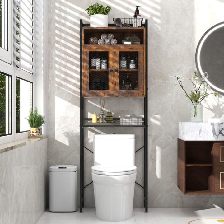 Hivvago Over-The-Toilet Storage Cabinet with Heavy-Duty Metal Frame 2-door Freestanding