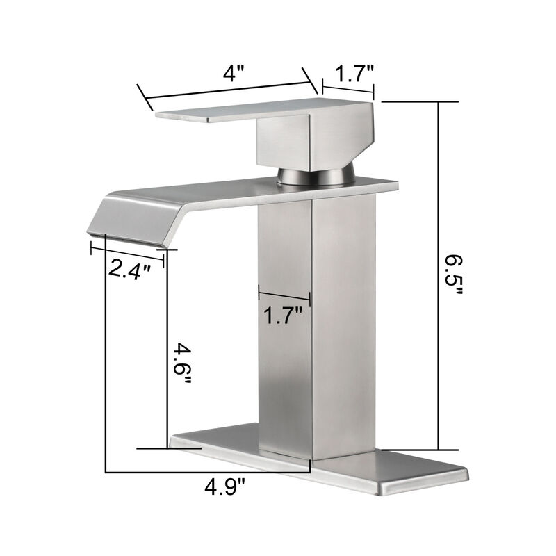 Waterfall Spout Bathroom Faucet, Single Handle Bathroom Vanity Sink Faucet