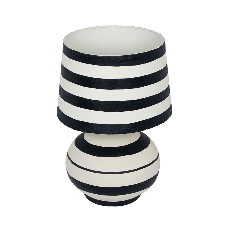 Positano Blue Striped Papier Mache Table Lamp
