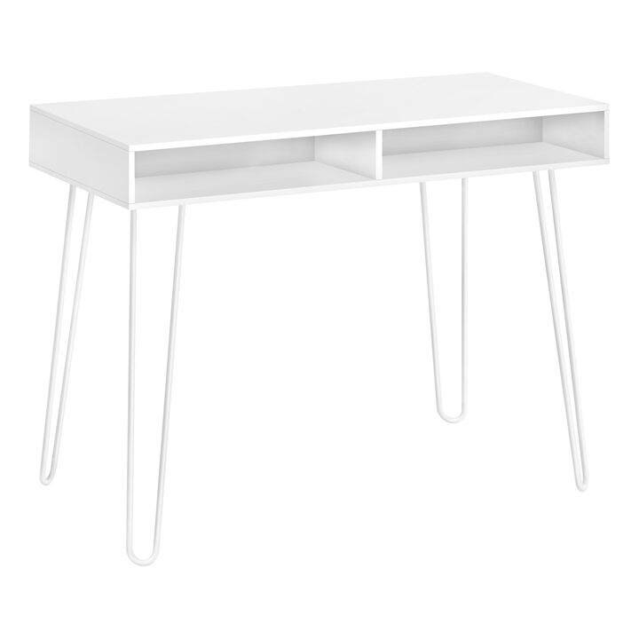 Monarch Specialties I 7770 Computer Desk, Home Office, Laptop, Left, Right Set-up, Storage Drawers, 40"L, Work, Metal, Laminate, White, Contemporary, Modern