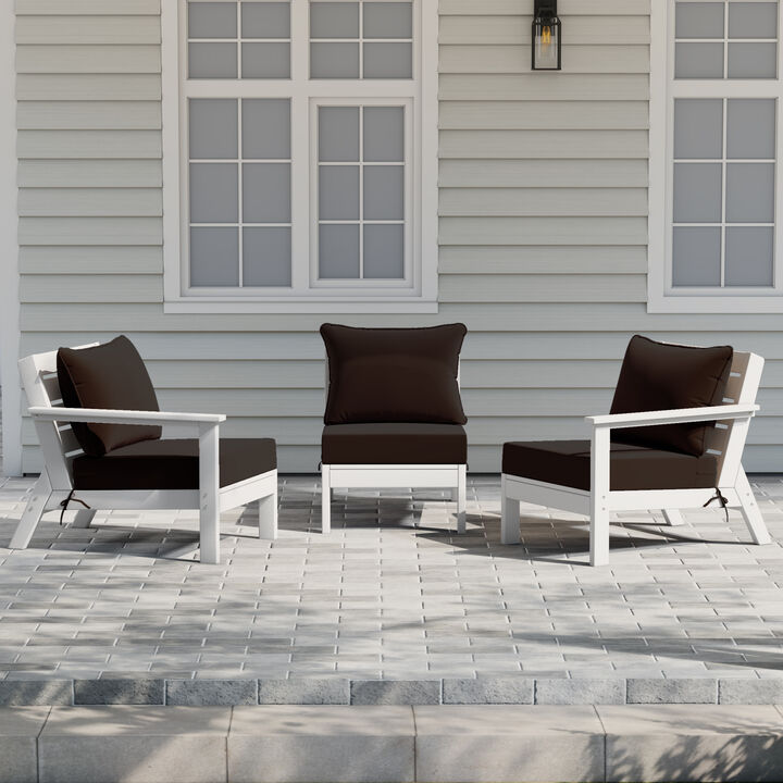 WestinTrends Outdoor Patio HDPE Sectional Sofa with Patio Cushions