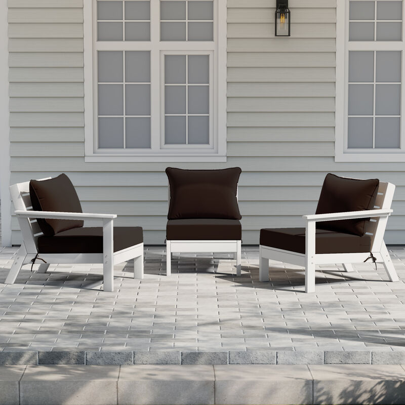 WestinTrends Outdoor Patio HDPE Sectional Sofa with Patio Cushions