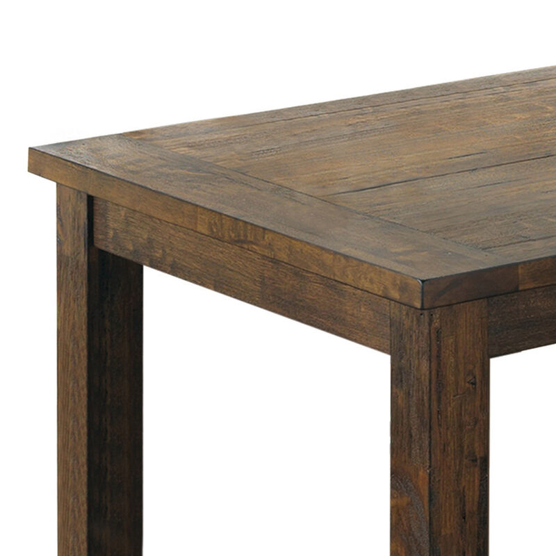 Wooden Rectangular Dining Table, Natural Wood Brown - Benzara