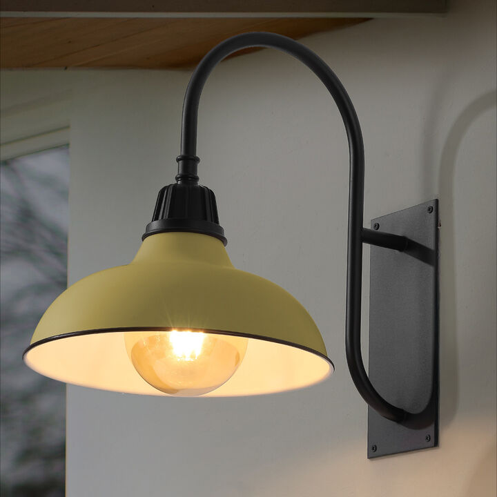 Stanley Farmhouse Industrial Indoor/Outdoor Iron LED Gooseneck Arm Outdoor Sconce