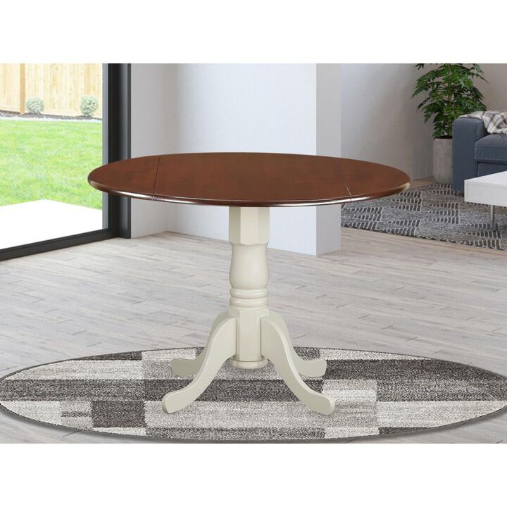 East West Furniture Dining Table Mahogany & Linen White, DLT-MLW-TP