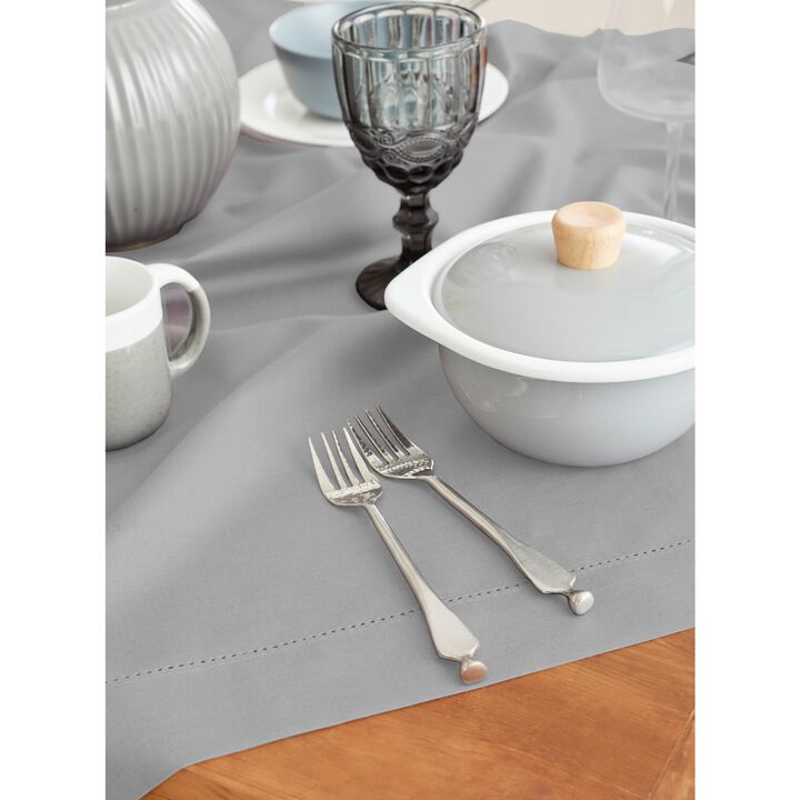 Solino Home Cotton Linen Hemstitch Table Throw 52 x 52 Inch