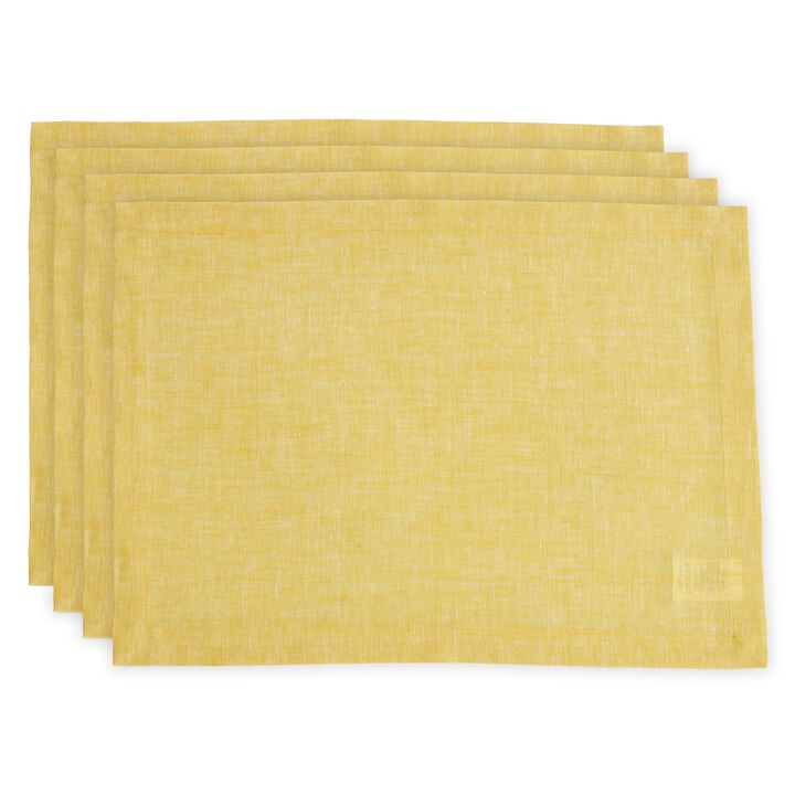 Solino Home 100% Pure Linen 14 x 19 Inch Placemats Set of 4 | Athena