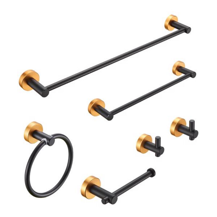 6-Piece Bathroom Hardware Set Thick Space Aluminum Towel Bar Set