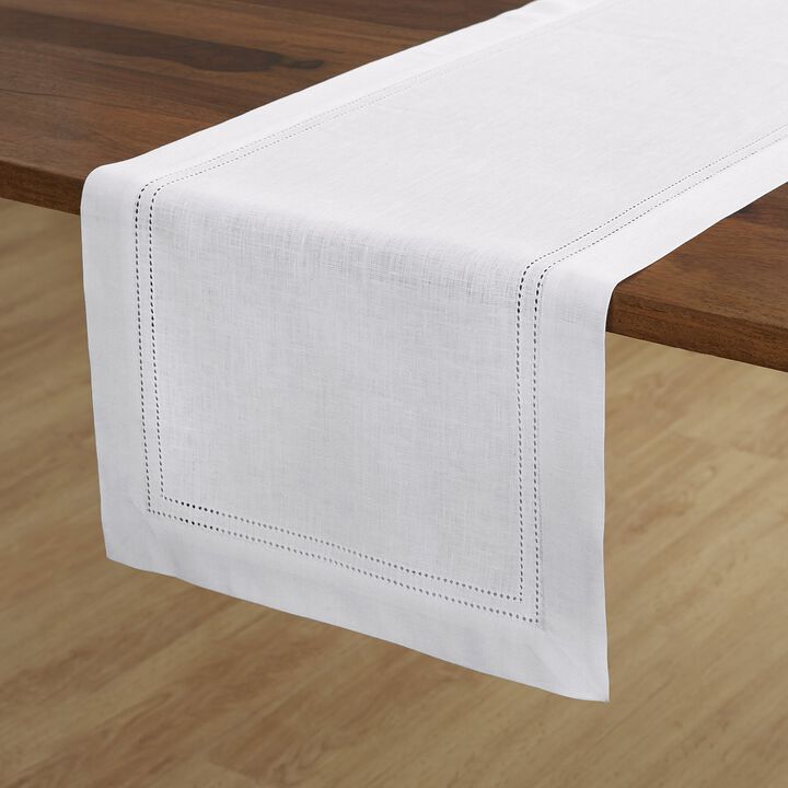 Solino Home 100% Pure Linen Table Runner | Linen Double Hemstitch