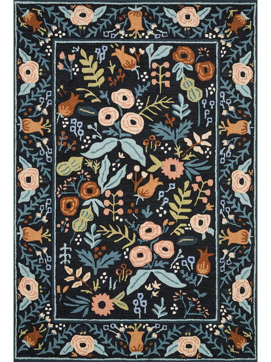 Les Fleurs LES01 Black 7'9" x 9'9" Rug