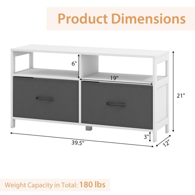 Hivvago Fabric Chest of Drawers with 2 Drawers and 2 Open Shelves