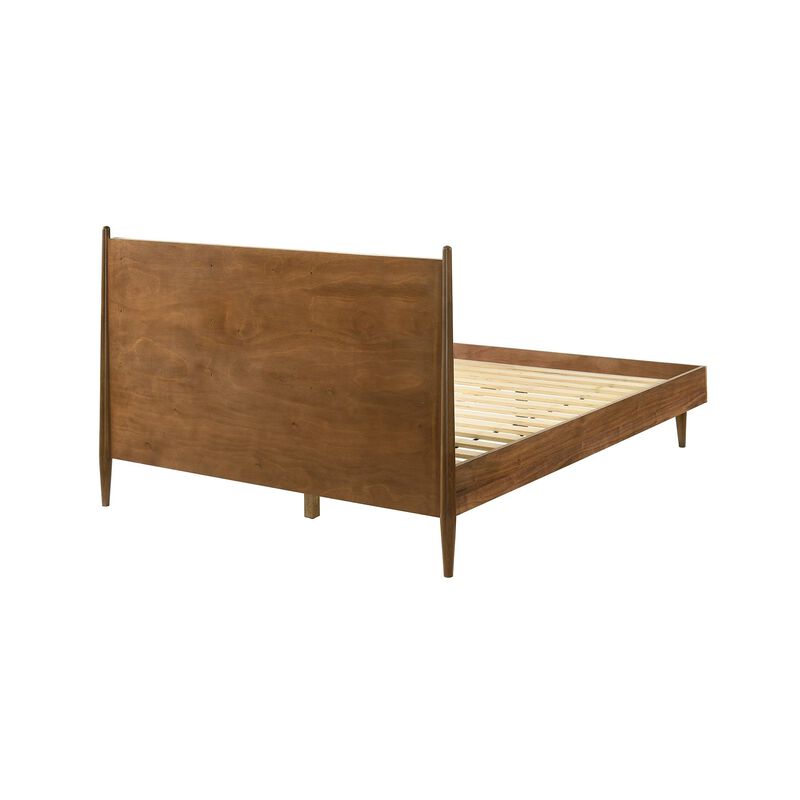 Benjara Mian Bedroom 3 pcs Set, Queen Platform Bed and Nightstand, Walnut, Brown and Gray