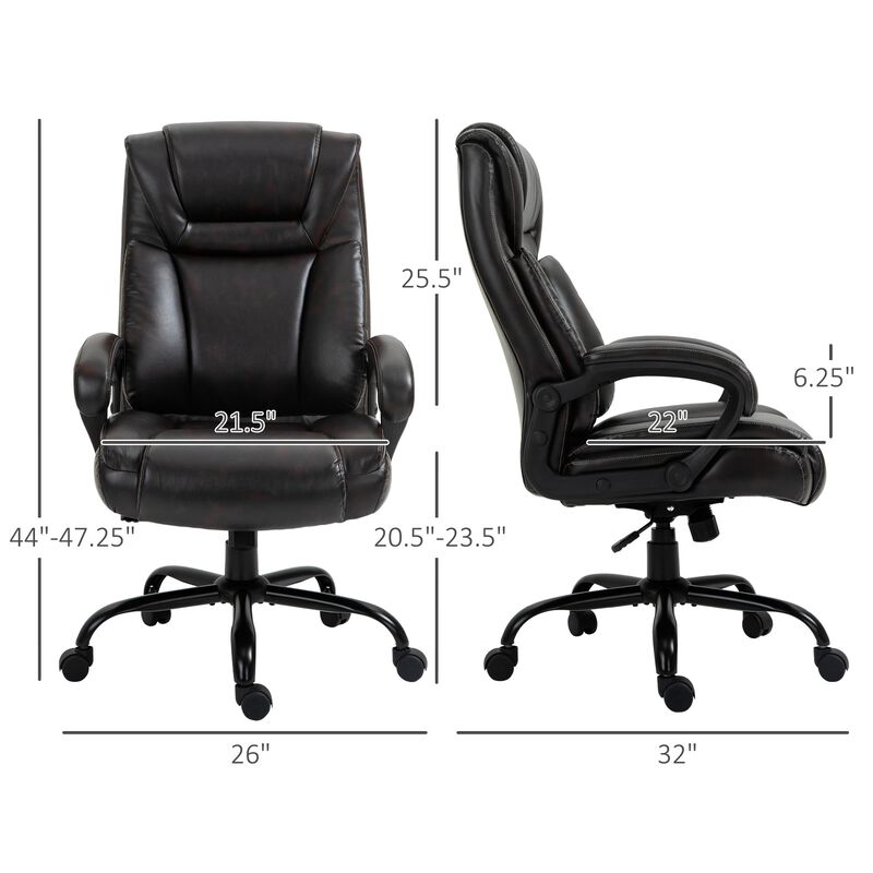 Brown Executive Comfort: 400lbs High Back PU Leather Ergonomic Chair