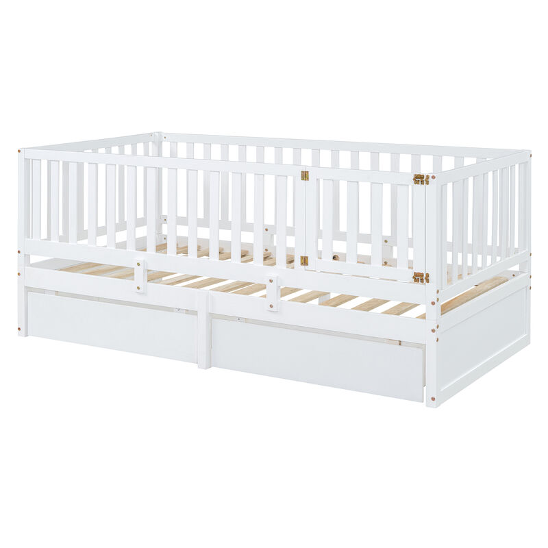 Merax Wood Daybed with Fence Guardrails