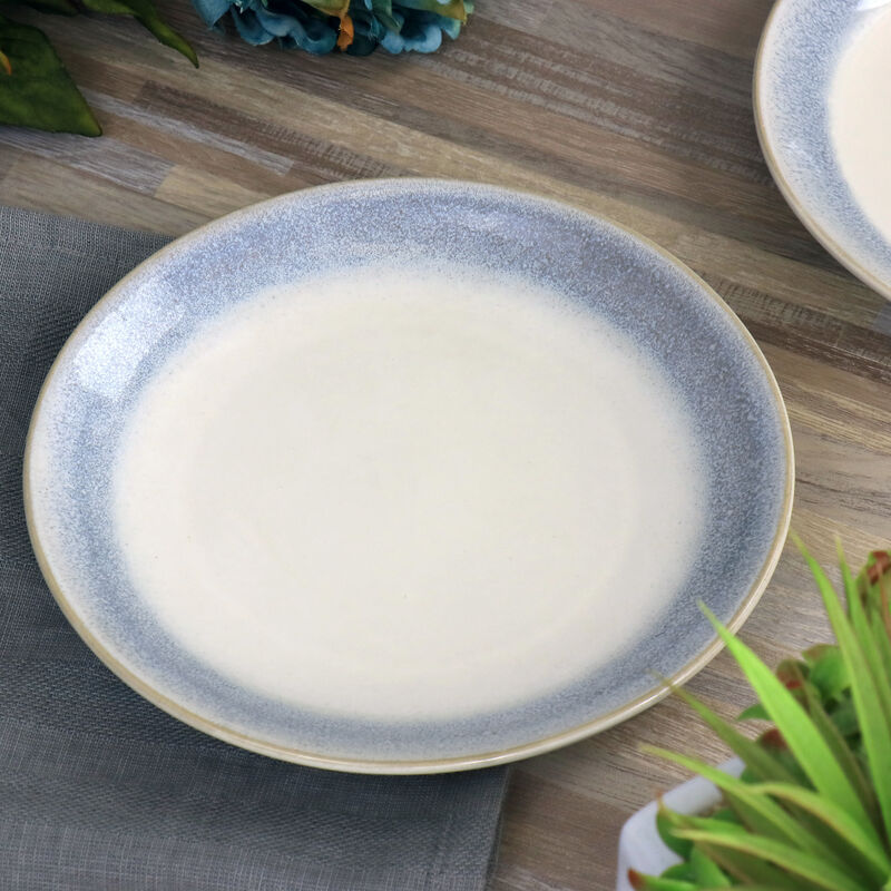 Martha Stewart Blue Rim 8.25 Inch 6 Piece Stoneware Salad Plate Set in Blue