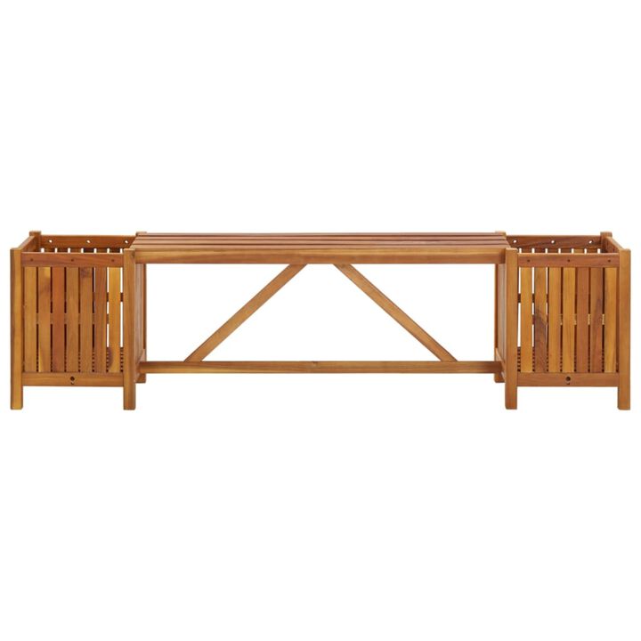 vidaXL Garden Bench with 2 Planters 59.1"x11.8"x15.7" Solid Acacia Wood