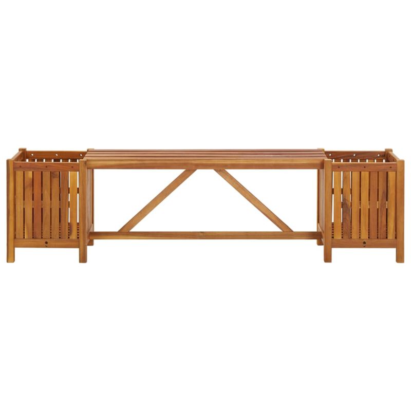 vidaXL Garden Bench with 2 Planters 59.1"x11.8"x15.7" Solid Acacia Wood