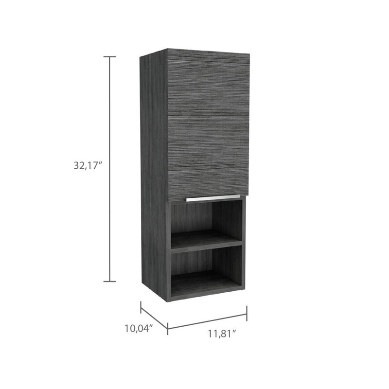 Mila Bathroom Cabinet, Two Interior Shelves, Two External Shelves, Single Door Cabinet - Smokey Oak