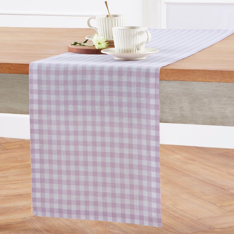 Solino Home 100% Pure Linen Table Runner | Gingham Check