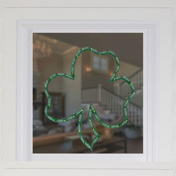17" Lighted St. Patrick's Day Irish Shamrock Window Silhouette