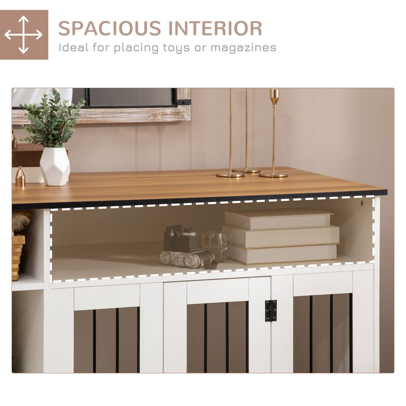 White Dog Haven: Crate End Table with Storage & Lockable Door