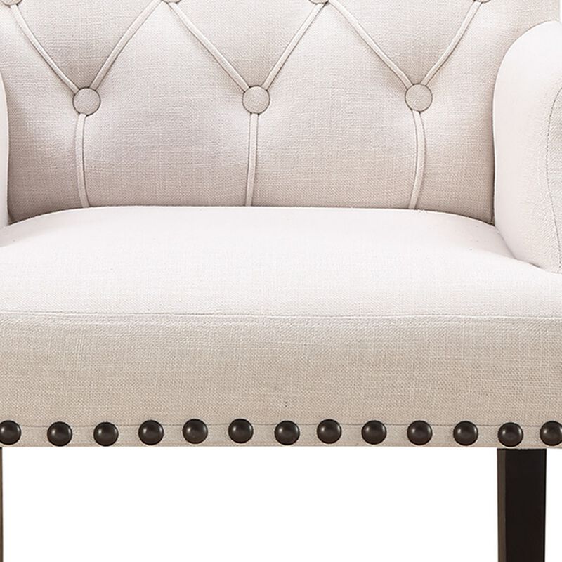 William Parson Side Dining Chair, Beige & Smokey Black-Benzara