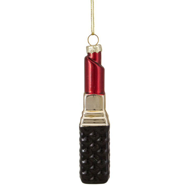 4.75" Red Lipstick Glass Christmas Ornament