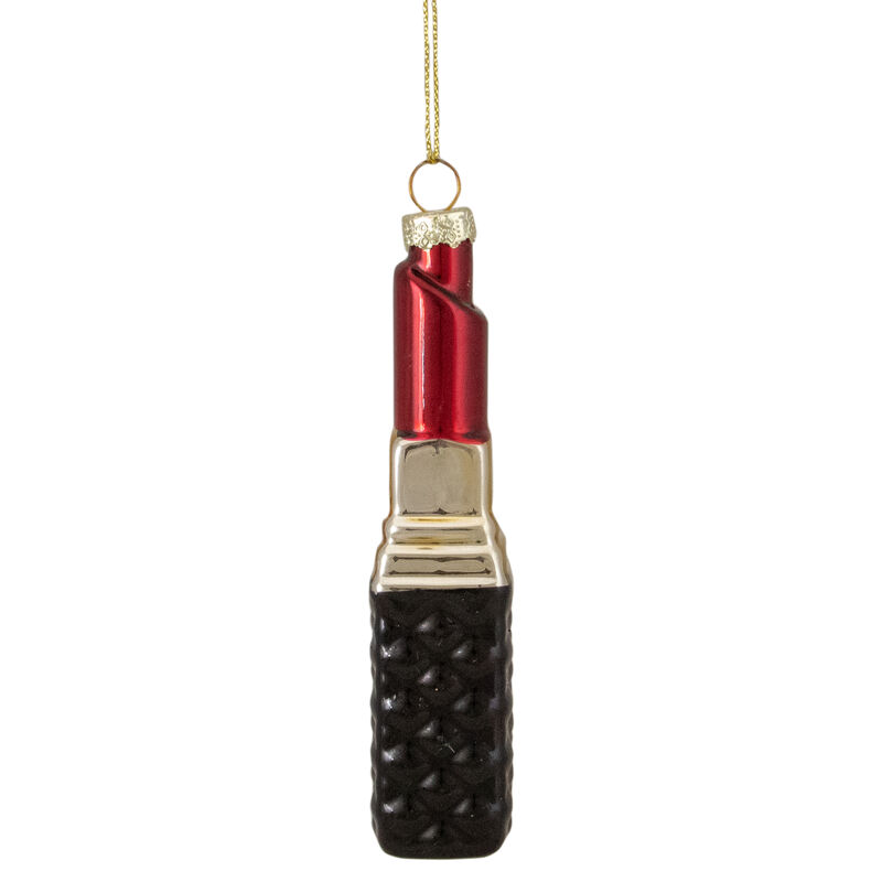 4.75" Red Lipstick Glass Christmas Ornament
