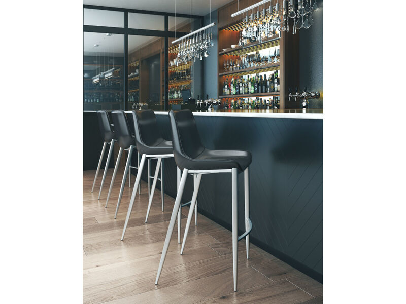 Magnus Barstool (Set of 2) Black & Silver