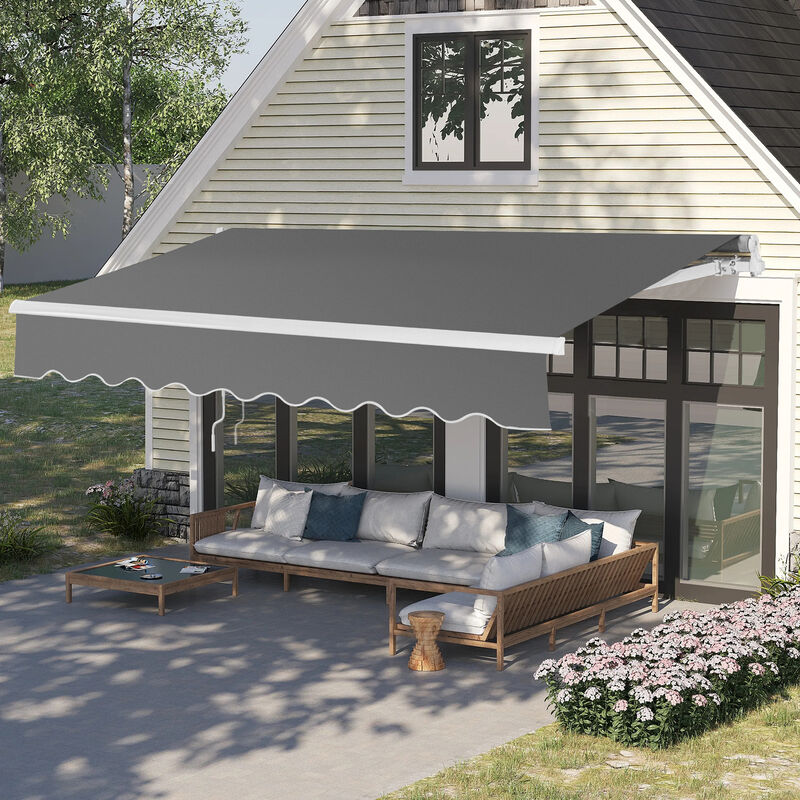 Retractable Awning with Aluminum Alloy Frame, Polyester Cloth for Outdoor Patio Protection