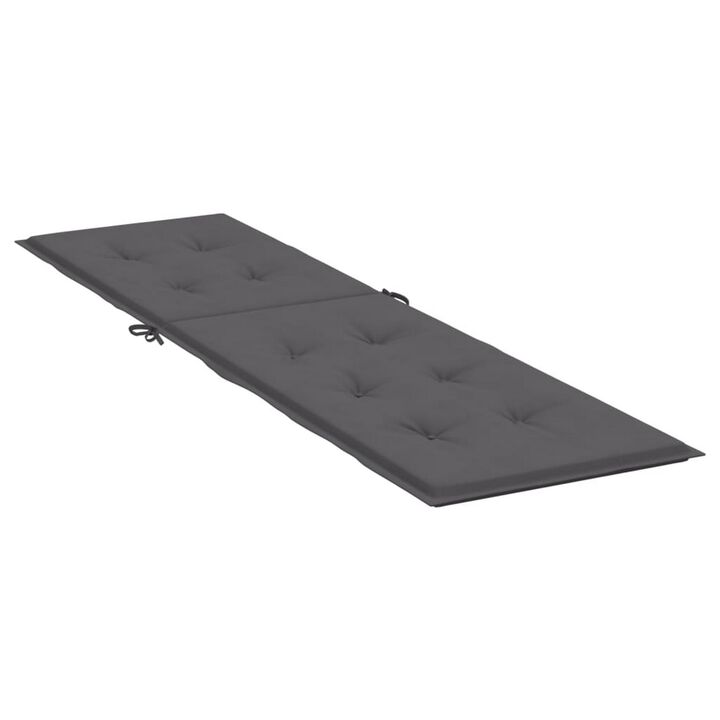 Outdoor Cushion for Lounge Chair, Tufted Dark Gray Oxford Fabric - Benzara