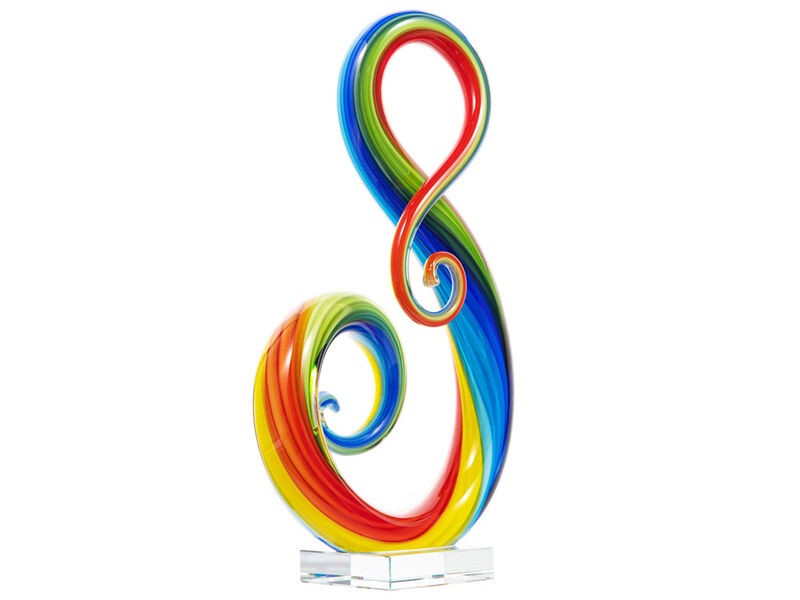 Hand Blown Treble Sommerso Art Glass Sculpture