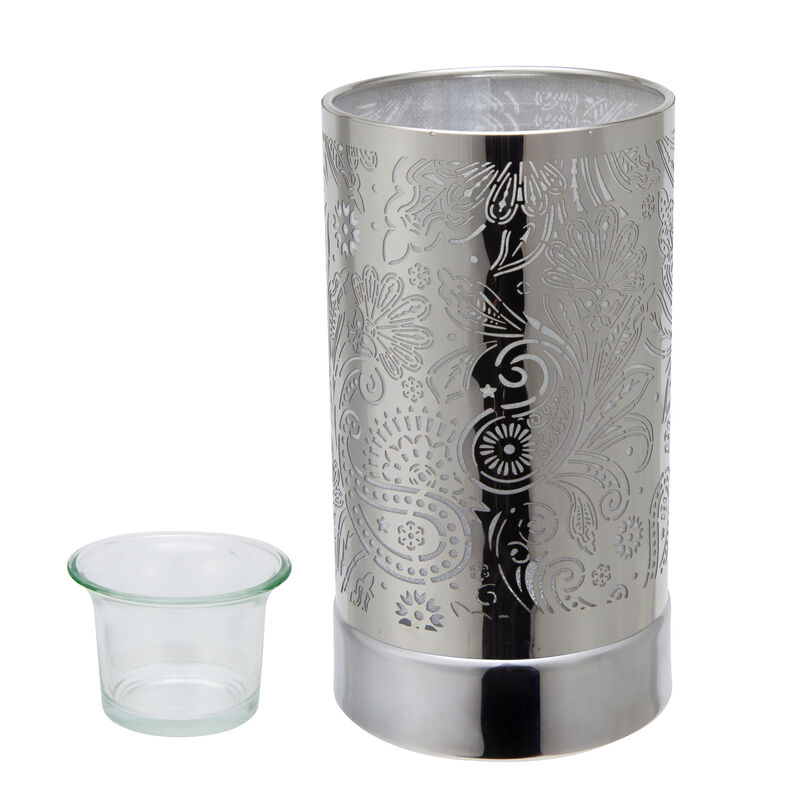 7" Touch lamp/Oil burner/Wax warmer-Silver Secret Garden