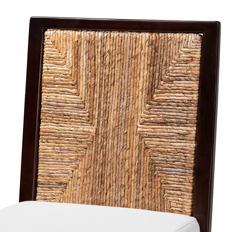 Bali & Pari Joana Modern Dark Brown Mahogany Wood and Natural Seagrass Dining Side Chair
